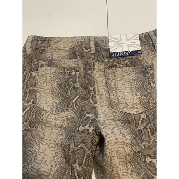 French Connection Python Animal Print Gray Beige Skinny Pants Stretch New 8P - Picture 7 of 8